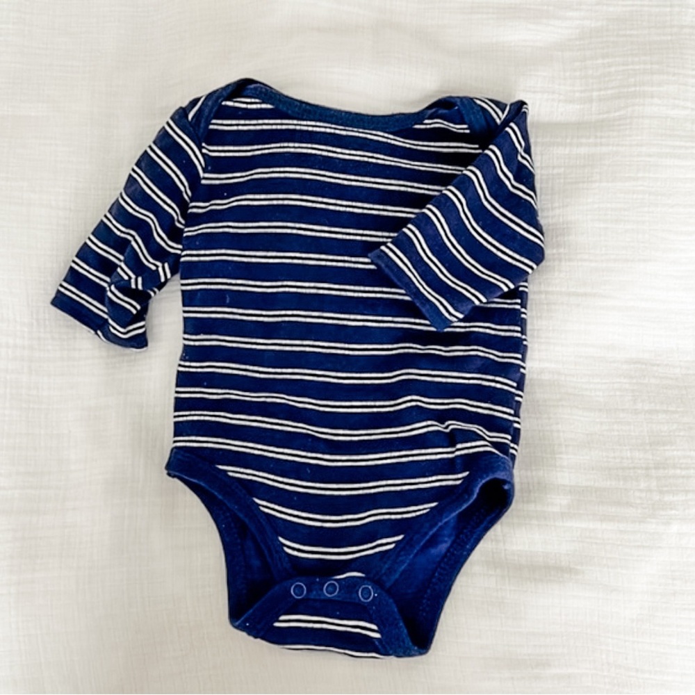 4/$20 Navy & White Striped Onesie | Little Treasure | 0-3 Months